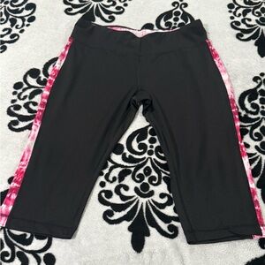 Women’s Nike Black Capris with Pink Sides, Hidden pocket, Drawstring Sz L EUC